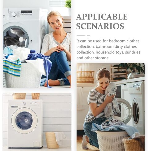 VICASKY Storage Basket with Lid Dirty Clothes Wicker Waste Basket Bedroom Storage Basket Containers with Lids Wicker Trash Can Rattan Waste Basket Woven Garbage Basket Seaweed Bracket Pp in Saudi Arabia