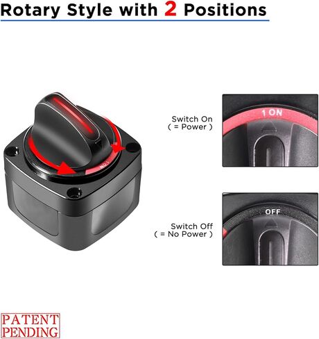 مفتاح بطارية الارتداد BS3، 250A DC 12V-48V 1-Off-2 3-Position، مفتاح رئيسي للبطارية الثقيلة، عازل البطارية، مفتاح قطع الطاقة للمركبات الترفيهية والشاحنات والمقطورة والبحرية والقارب، مع أجهزة التثبيت in Kuwait
