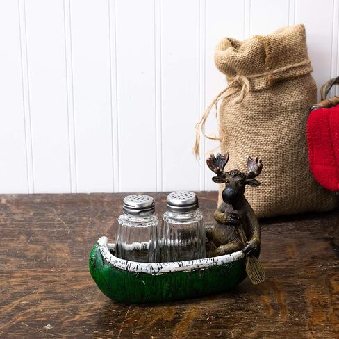 مجموعة موس وزورق أخضر ريفي 6 × 5 من حجر الراتنج والملح والفلفل in Kuwait