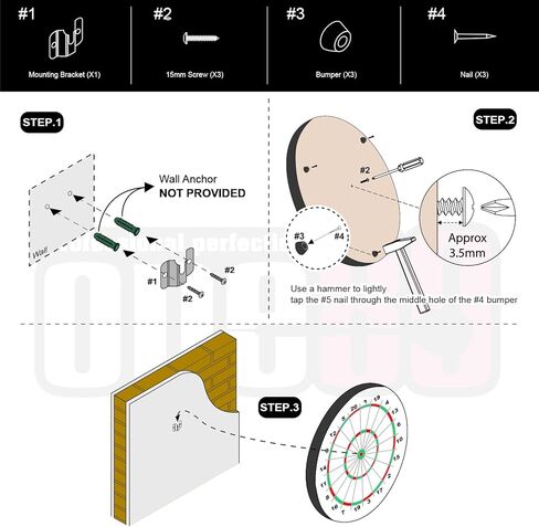 ONE80 دارتبوارد تصاعد قوس الجدار قوس لتعليق دارتبوارد الفولاذ المقاوم للصدأ حامل رمي السهام عرض موقف قوس الجدار ومسامير مجموعة الأجهزة استبدال لتركيب دارتبوارد in Kuwait