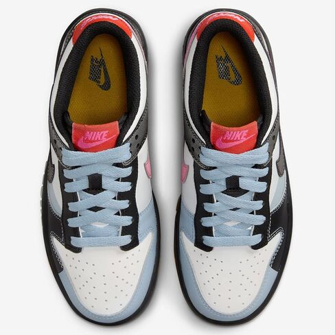 Nike Dunk Low SE Big Kids' Shoes (FJ2686-100, Summit White/Black/Playful Pink/Light Armory Blue) in Saudi Arabia