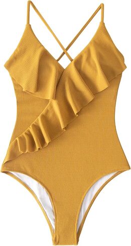 بدلة سباحة نسائية للشاطئ من قطعة واحدة مكشكشة ملفوفة من CUPSHE in Saudi Arabia