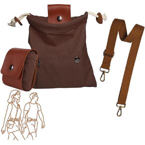 Foraging Bag with Front Pockets & Adjustable Shoulder Strap Canvas Foraging Pouch for Hiking, Bushcraft, Collapsible Belt Bag for Collecting Mushrooms, Rocks