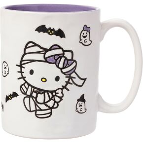Silver Buffalo Sanrio Hello Kitty Halloween Spooky Wax Resist Ceramic Pottery Mug, 17 Ounces