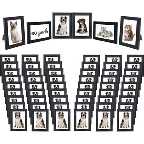 Set of 60 Picture Frame Bulk Photo Frames with Mat Wall Mounting Simple Photo Frames Multi Picture Frames for Wall or Tabletop, 5x7 Black