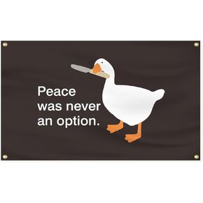 Peace Was Never An Option Flag, 3x5 Ft Funny Flags for Room Guys, Duck Flags with Brass Grommets for College Dorm Room Decor, Wall Hanging Man Cave Tapestries for Bedroom Home Decorations (Peace was never an option)