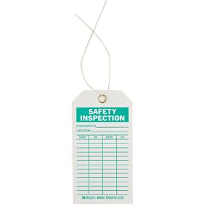 Brady 86666 5-3/4" Height, 3" Width, B-853 Cardstock, Green On White Color Safety Inspection Tag (Pack Of 100)