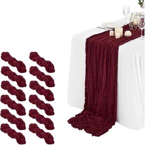 12 Pack 10Ft Cheesecloth Table Runner 35x120 Inch Boho Gauze Table Runner Cheese Cloth Long Table Runner Romantic Table Runner for Wedding Bridal Shower Birthday Party Table Decor (Sage Green)