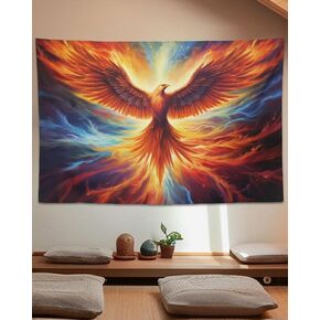 QEOPGNE Wall Tapestry for Bedroom Majestic Fantasy Vibrant Rising Fire Bird Phoenix Flags Tapestry for Room Living Room Wall Decor Large Wall Art Tapestries 40"x60"