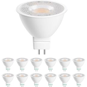 12 Pack MR16 GU5.3 LED Bulb 50W Halogen Equivalent, 5W 3000K Soft White, 450 Lumens, 38 Degree Spot Lighting for Indoor/Outdoor Flood Track Recessed Lighting Not Dimmable AC/DC 12V 24V