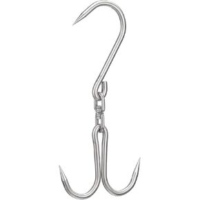uxcell 12.8'' Double Meat Hooks, 0.39'' Thickness Stainless Steel Swivel Meat Hook for Hanging Drying Smoking Meat Products