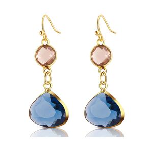 Sapphire Blue Earrings for Women Girls Trendy Sparkling Simulated Sapphire Lt Topaz Dangle Earrings Blue Topaz Earrings Handmade Lightweight Aquamarine Earrings Drop Earrings Jewelry Gifts (Orange)
