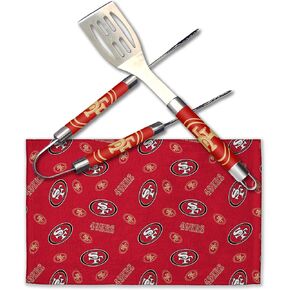 Northwest NFL 3 Piece Team Color and Logo BBQ Grill Set: Spatula, Tongs, and Towel