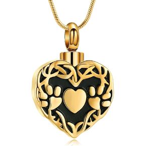 Pet Cremation Jewelry Urn Necklace for Ashes for Dog/Cat/Pets Paw Print Locket Memorial Pendant Keepsake Jewelry for Women Men