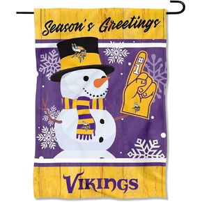 Minnesota Vikings Holiday Winter Snow Garden Flag Double Sided Banner