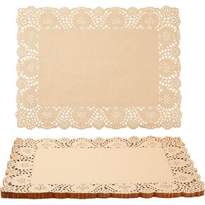 Juvale 100 Pack Disposable Placemats for Wedding Tables, Thanksgiving, Birthday, Anniversary, Easter, Dinner Party, Lace Paper Doilies for Food, Arts and Crafts (15.5 x 11.7 in)