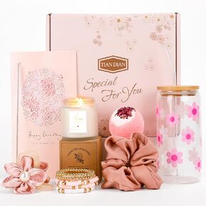 Birthday Gifts for Women Friendship, Teen Girls, Girls, Unique Cute Birthday Gifts Box For Girl, Her, Sister, Daughter, Friends, Ideas Cute Daisy Aesthetic Glass Cups Gifts Set 8pcs