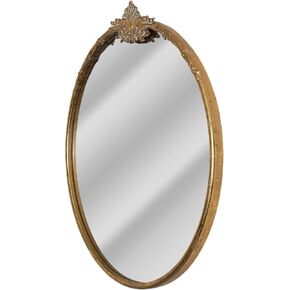 Head West Antique Brass Ornate Metal Framed Round Vintage Mirror for Vanity, Accent Decorative Mirrors for Wall Decor, Mirrors for Bedroom Dresser, Bathroom Sink, Living Room Mantle, Entryway 24"x26"