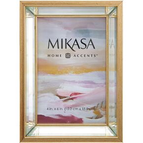 Mikasa Mirror Photo Frame, Displays one 5 x 7 Photo, Gold, 6 x 8 Inch