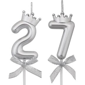 27 72 Birthday Candles, 27th 72nd Cake Candles, Pink Birthday Number 27 72 Candles Cake Topper Decorations for Party Men Women