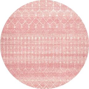 nuLOOM 4 Round Moroccan Blythe Area Rug, Pink, Faded Bohemian Design, Stain Resistant, For Bedroom, Dining Room, Living Room, Hallway, Office, Kitchen, Entryway