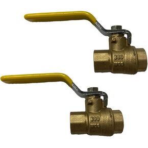 1/4 NPT Female x 1/4 NPT Female Brass Ball Valve - Pack of 2