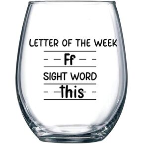 Sight Words 15 oz Wine Glass - Teacher Appreciation Gifts - Best New Teacher Gift Idea for Women, Funny Back to School Present from Students, Thank you Gifts for Coworker Retirement Birthday Christmas