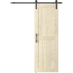 Coast Sequoia 30in./32in./36in./42in. x 84in. K Series Knotty Wood Sliding Barn Door with Hardware Kit (Unfinished, 36in. x 84in.)