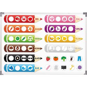 10 Pack Color Recognition Magnetic Sorting Set Educational Pencil Magnet Color Sorting Matching Games Shape and Color Magnets Refrigerator for Whiteboard Learning Activities
