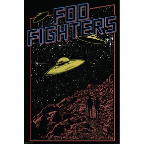 BUY ART FOR LESS Officially Licensed Foo Fighters - UFO Art Poster - 24 x 36 Inch - Decorative Print - Poster Paper - Ready to Frame