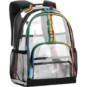 Choco Mocha Kids Clear Backpack for Girls, Travel Clear School Backpack for Girls Elementary Heavy Duty 17 Inch, Purple