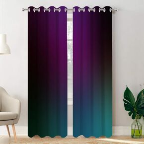 Batmerry Purple Abstract Solid Color Blackout Curtains for Bedroom, Teal Blurry Purple Grommet Top Drapes Thermal Insulated Window Curtains, Set of 2 Panels, 52x84 inches