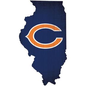 Fan Creations Chicago Bears Wood Sign 12 Inch State Shape Design