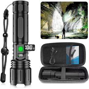 Flashlights High Lumens Rechargeable- 100,000LM Super Bright Tactical Magnetic LED Flashlight,Powerful Flash Light with 8 Modes,Waterproof,Power Display Handheld Flashlight for Emergency