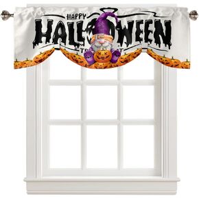Halloween Tie Up Valance for Windows Floral Skeleton Curtains Valances Rod Pocket Swag Curtain Window Treatments Skull Flowers Balloon Curtains for Kitchen Living Room Bedroom 42x18 Inch