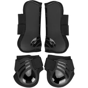 Horse Boot, Horse Tendon and Fetlock Boots, Neoprene Material Lining 2 Pair Strong and for Prevent Impact Prevent Leg Damage(Black, M)