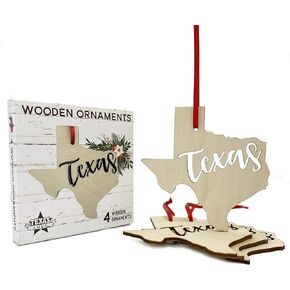 Wooden Texas Ornaments Texas 4 Pack