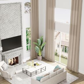 144 Inch Linen Curtains for Ceiling to Floor Living Room Curtains 1 Panel Grommet Top Custom Curtain Light Filter Extra Long 2 Story Large Window Curtain for Dining Bedroom Loft 12 FT Ivory Cream