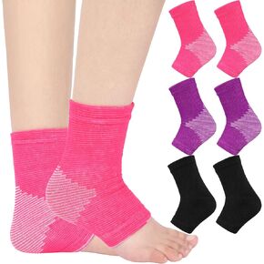 Zhanmai 3 Pair Kids Ankle Brace for Girls Compression Ankle Sleeve Support Knitted Children Elastic Youth Foot Arch Support Compression Sleeve Jogging Soccer Fitness Running Sports, 3 Colors (Medium)