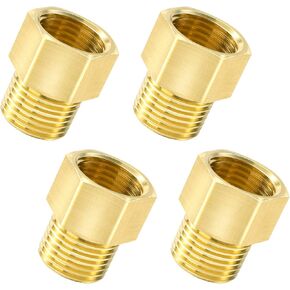 4 Pack Brass Pipe Fitting, 1/2" NPT Male Pipe x 1/2" NPT Female Pipe Brass Fitting Adapter, Pipe Nipple Extension Connector Fitting, Length 1.18 Inch/30mm