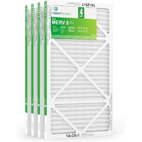 14x25x1 Air Filter 4 Pack, MERV 8 Pleated Dust Defense Air Filters Replacement Air Conditioner HVAC AC Furnace Filter, Durable and Lightweight