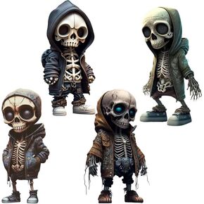 brableewear Cool Skeleton Figurines Cute Skull Dwarf Resin Crafts Statue Collectible Halloween Decoration for Home Office Ornaments