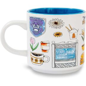 Gilmore Girls Stars Hollow Allover Icons Ceramic Stacking Mug | Large Coffee Cup For Espresso, Caffeine, Beverages, Home & Kitchen Essentials | Cute Gifts and Collectibles | Holds 13 Ounces