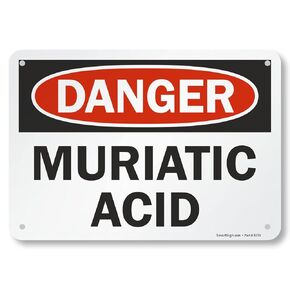 SmartSign 7 x 10 inch “Danger - Muriatic Acid" OSHA Metal Sign, 40 mil Laminated Rustproof Aluminum, Red, Black and White
