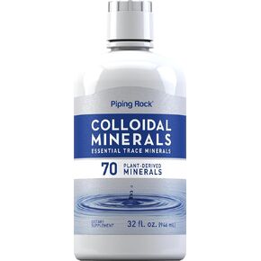 Colloidal Minerals Liquid | 32 fl oz | Fulvic Acid Trace Minerals | Plant Derived | Raspberry Flavor | Vegetarian, Non-GMO, Gluten Free Supplement | by Piping Rock