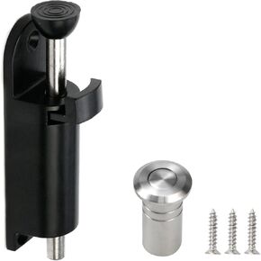 MY MIRONEY Spring Loaded Sliding Door Lock Black Patio Door Lock Heavy Duty Door Security Slide Latch Zinc Alloy Foot Operated Kick Lock for Slide Glass Door
