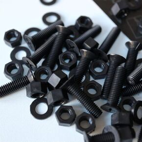 20 x Black Countersunk Screws Polypropylene (PP) Plastic Nuts and Bolts, Washers, M5 x 20mm, Acrylic, Water Resistant, Anti-Corrosion, Chemical Resistant, 13/64 x 25/32