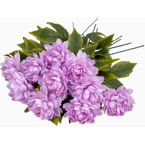 Artflower 10 Pack Artificial Silk Dahlia Bouquet with Long Stem, 16" Wine Red Fake Flower Floral Arrangements Wedding Bridal Bouquet for Halloween Harvest Festival Table Centerpieces Home Decor