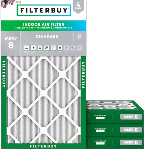 Filterbuy 12x24x2 Air Filter MERV 8 Dust Defense (4-Pack), Pleated HVAC AC Furnace Air Filters Replacement (Actual Size: 11.38 x 23.38 x 1.75 Inches) in Saudi Arabia