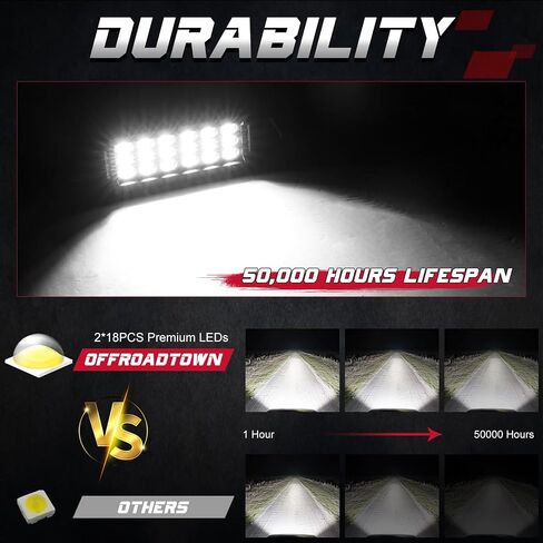 OFFROADTOWN LED القرون 2PCS 4 بوصة الصف الثلاثي LED ضوء بار 54W بقعة LED مكعبات ضوء العمل 5400LM للماء القيادة مصابيح الضباب أضواء الخندق قبالة أضواء الطريق للشاحنات بيك اب جيب UTV ATV عربة الغولف جزازة in Kuwait